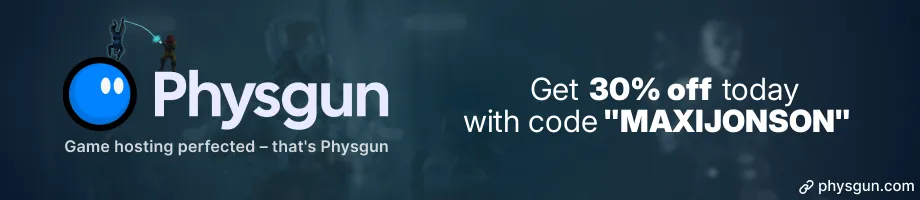 Physgun game hosting, 30% off with code MAXIJONSON